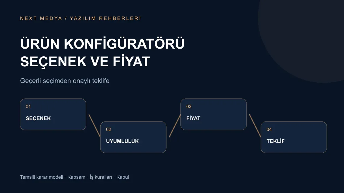Ürün Konfigüratöründe Seçenek ve Fiyat Kuralları için karar akışı