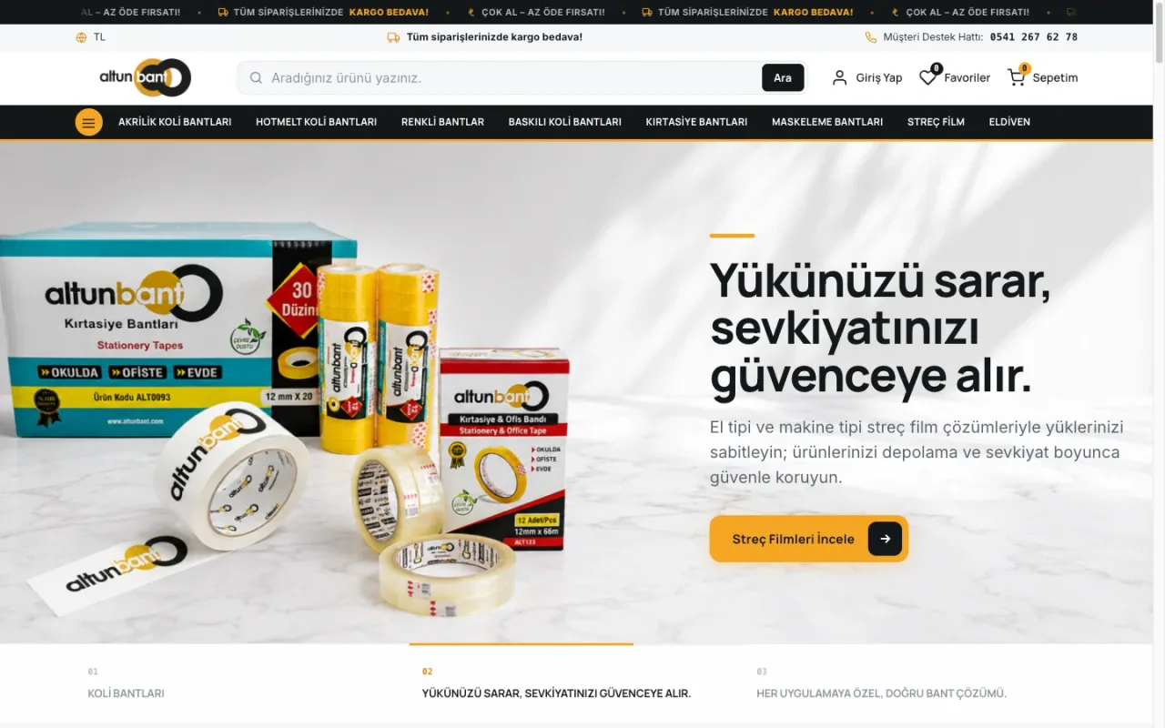 Altun Bant Ambalaj Web Sitesi web sitesinin gerçek masaüstü ekranı