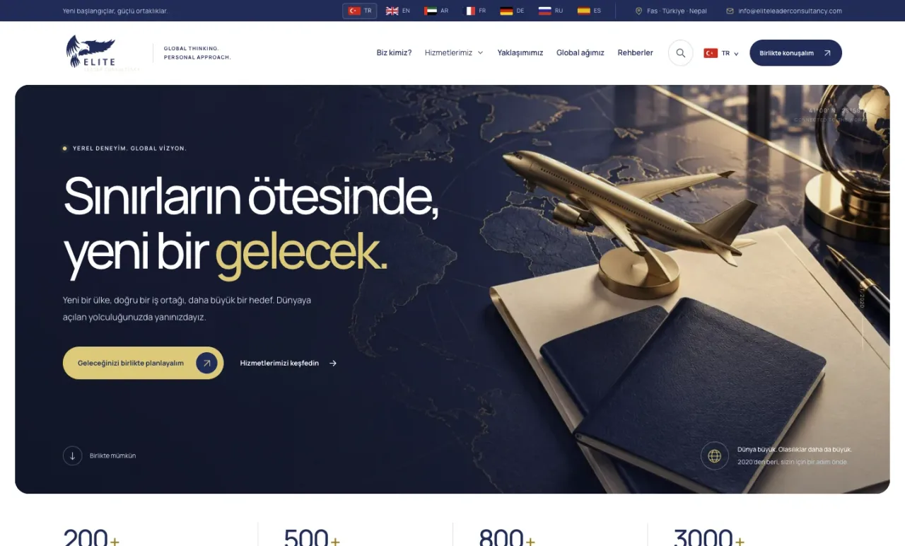 Elite Leader Consultancy Danışmanlık Web Sitesi web sitesinin gerçek masaüstü ekranı
