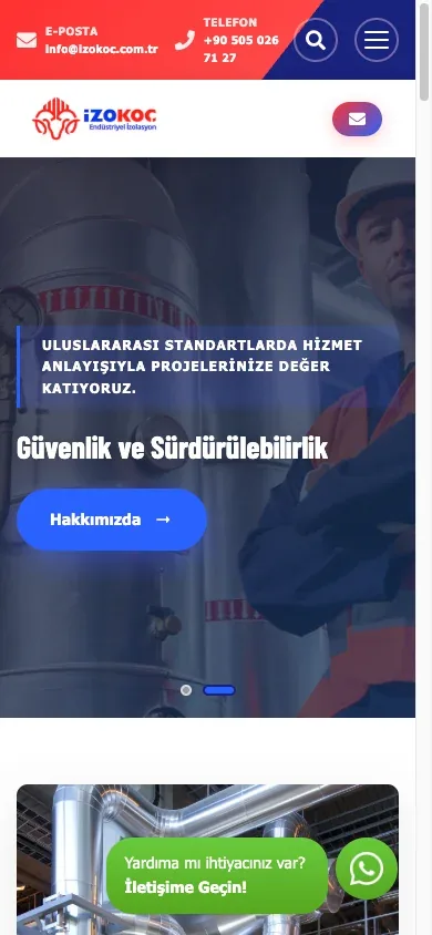 İzokoç Endüstriyel İzolasyon Web Sitesi web sitesinin gerçek mobil ekranı