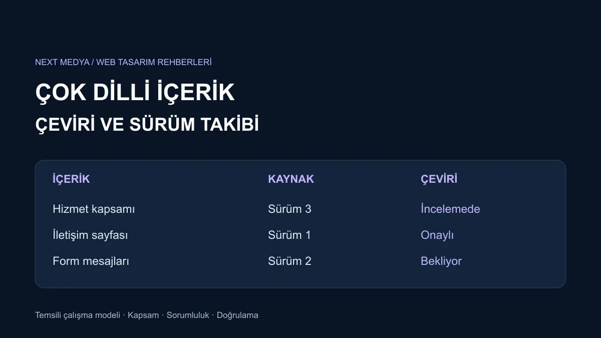 Çeviri ve yayın süreci için adımları gösteren çalışma şeması