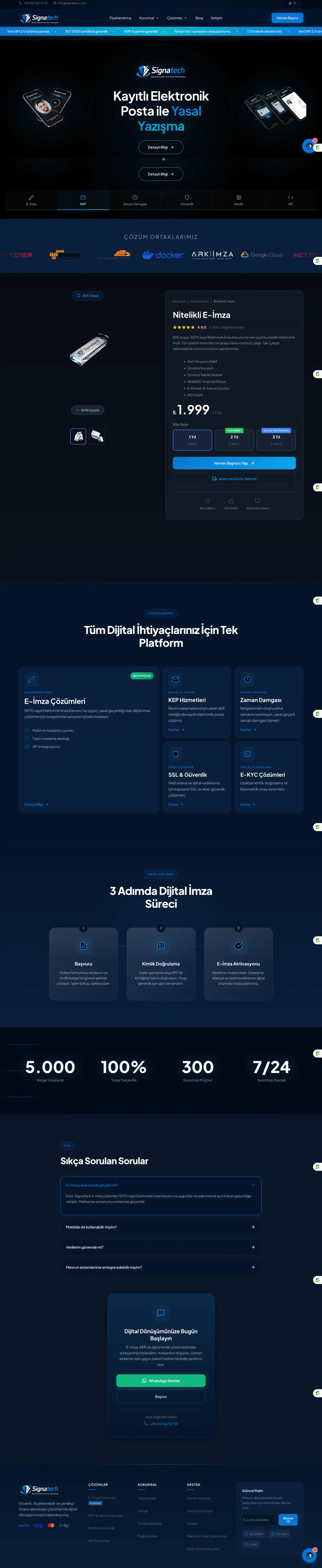 Signatech dijital imza platformu web deneyimi — masaüstü görünüm